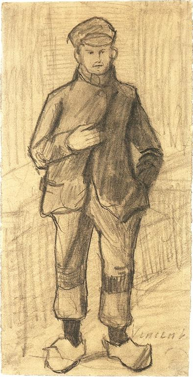 Vincent van Gogh Boy with Cap and Clogs Drawing Vincent van Gogh's Boy with Cap and Clogs Drawing