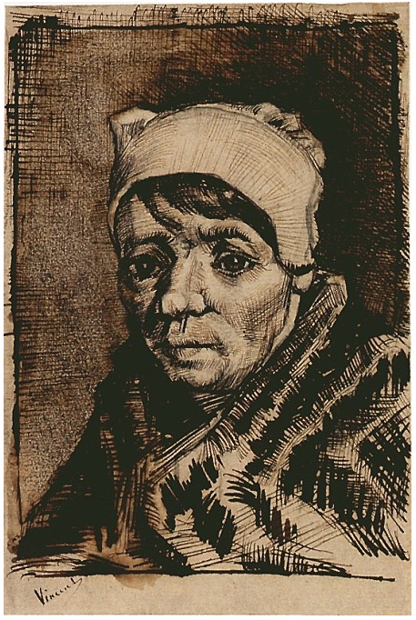 Vincent van Gogh's Cabeza de una mujer Drawing
