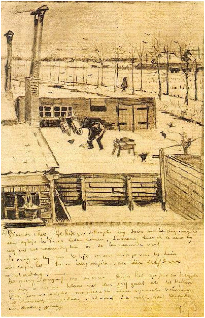 Vincent van Gogh Snowy Yard Letter Sketches Vincent van Gogh's Snowy Yard Letter Sketches