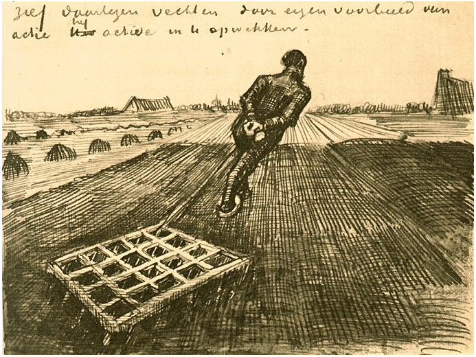Vincent van Gogh Man Pulling a Harrow Letter Sketches Vincent van Gogh's Man Pulling a Harrow Letter Sketches