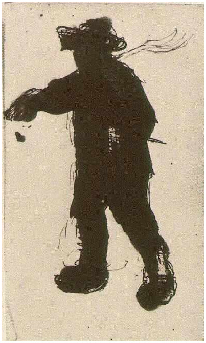 Vincent van Gogh Silhouette of a Man with a Rake Drawing Vincent van Gogh's Silhouette of a Man with a Rake Drawing