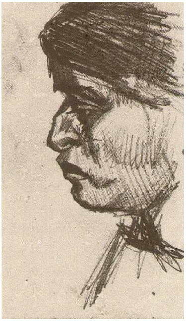 Vincent van Gogh Cabeza de un hombre Drawing Vincent van Gogh's Cabeza de un hombre Drawing