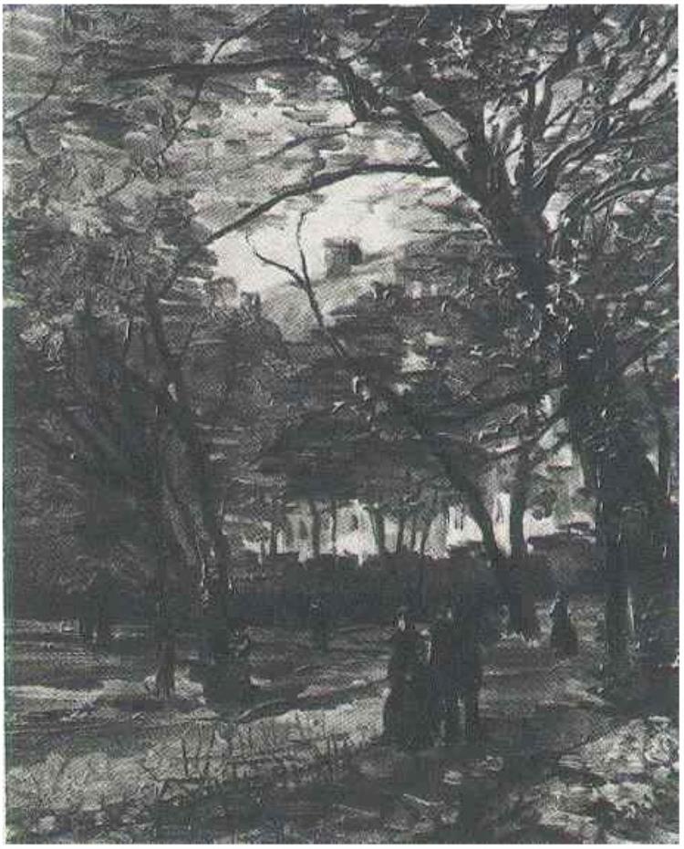 The Bois de Boulogne with People Walking