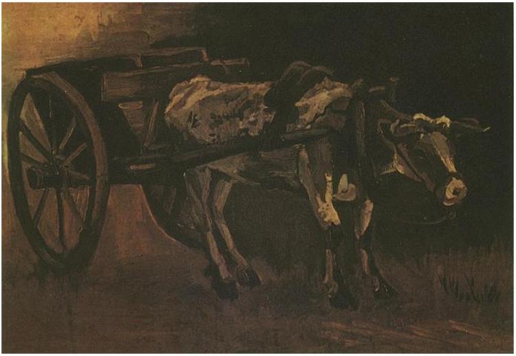 Cart with Red and White Ox