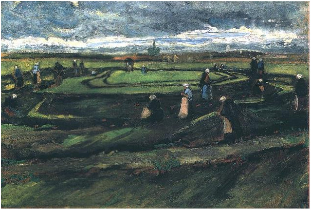 Vincent van Gogh Mujeres arreglando redes en las dunas Painting Vincent van Gogh's Mujeres arreglando redes en las dunas Painting