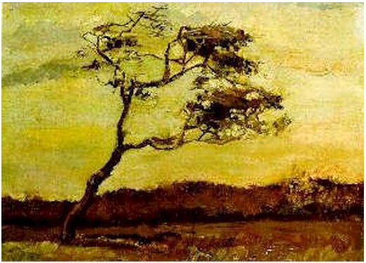 Vincent van Gogh Árbol golpeado por el viento Painting Vincent van Gogh's Árbol golpeado por el viento Painting