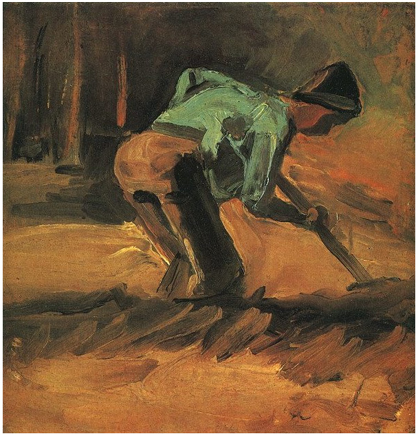 Vincent van Gogh Man Stooping with Stick or Spade Painting Vincent van Gogh's Man Stooping with Stick or Spade Painting