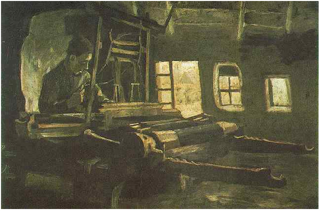 Vincent van Gogh Tejedor, interior con tres ventanas pequeñas Painting Vincent van Gogh's Tejedor, interior con tres ventanas pequeñas Painting