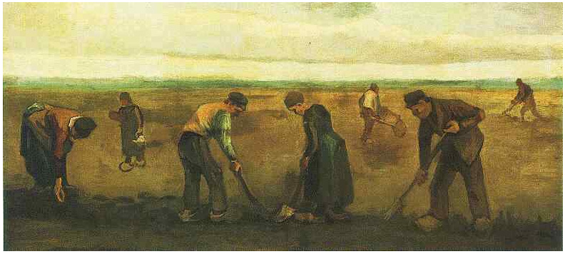 Vincent van Gogh's Farmers Planting Potatoes Painting