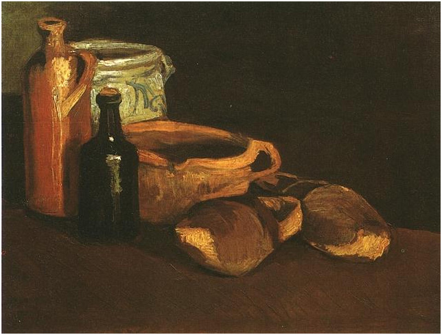 Vincent van Gogh's Still Life with Clogs and Pots Painting