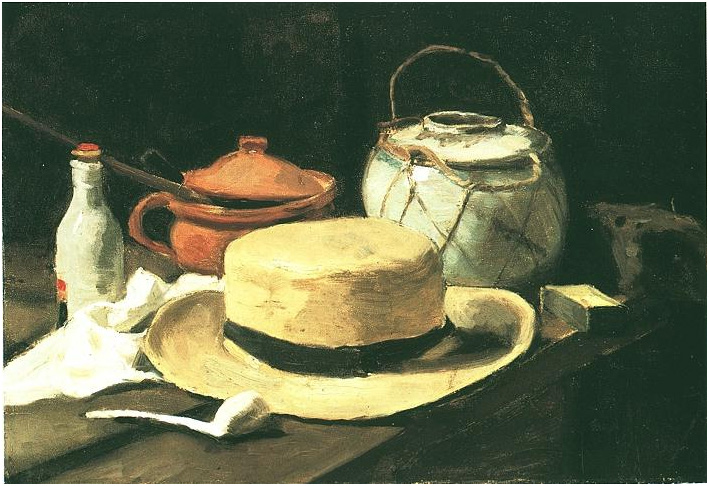 Vincent van Gogh Naturaleza muerta de un sombrero de paja amarillo Painting Vincent van Gogh's Naturaleza muerta de un sombrero de paja amarillo Painting