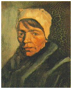 Vincent van Gogh Cabeza de una mujer campesina con gorra blanca Painting Vincent van Gogh's Cabeza de una mujer campesina con gorra blanca Painting