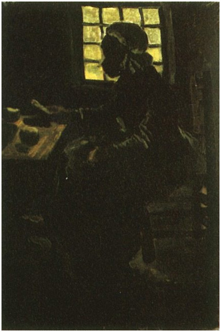 Vincent van Gogh Mujer campesina tomando su comida Painting Vincent van Gogh's Mujer campesina tomando su comida Painting