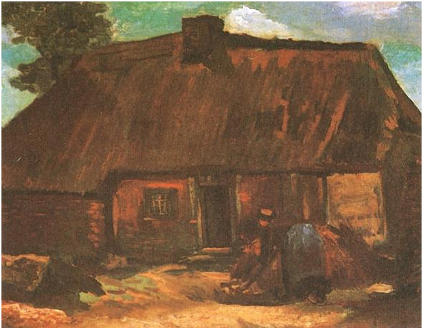 Vincent van Gogh Casita de campo con mujer campesinas cavando Painting Vincent van Gogh's Casita de campo con mujer campesinas cavando Painting