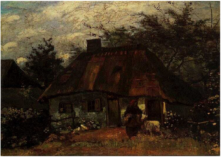 Vincent van Gogh Casita de campo y mujer con cabra Painting Vincent van Gogh's Casita de campo y mujer con cabra Painting