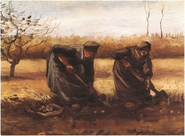 Vincent van Gogh Dos mujeres campesinas cavando patatas Painting Vincent van Gogh's Dos mujeres campesinas cavando patatas Painting