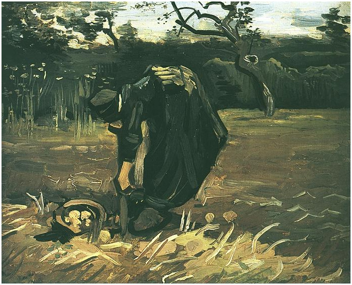 Vincent van Gogh Mujer campesina excavando papas Painting Vincent van Gogh's Mujer campesina excavando papas Painting