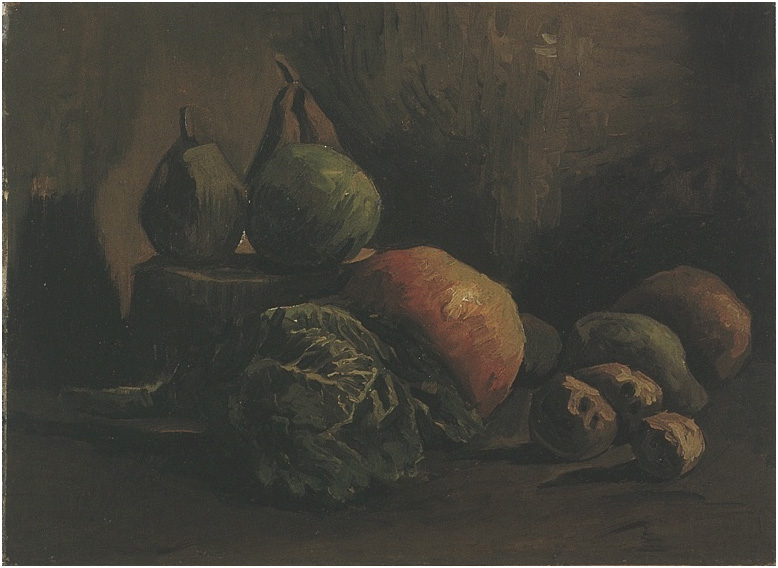 Vincent van Gogh Naturaleza muerta con verduras y fruta Painting Vincent van Gogh's Naturaleza muerta con verduras y fruta Painting