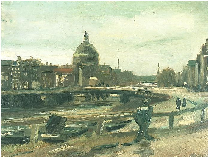 Vincent van Gogh Vista de Ámsterdam desde la estación central Painting Vincent van Gogh's Vista de Ámsterdam desde la estación central Painting