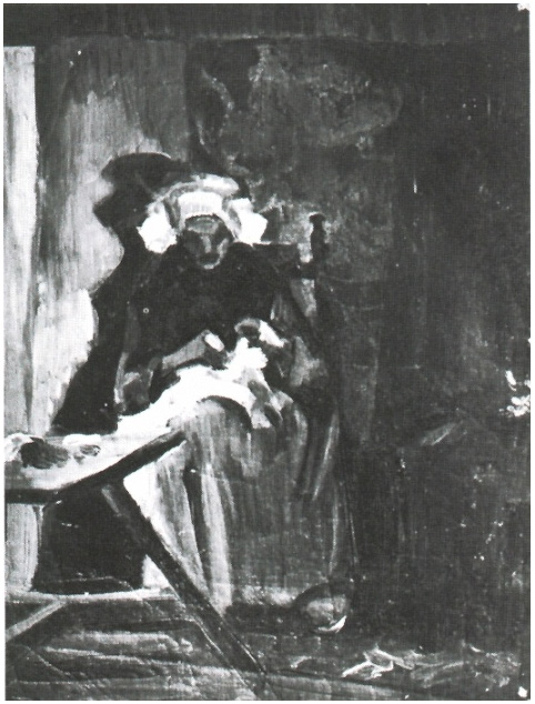 Vincent van Gogh Mujer campesina cosiendo Painting Vincent van Gogh's Mujer campesina cosiendo Painting