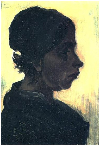 Vincent van Gogh Cabeza de una mujer campesina con gorra oscura Painting Vincent van Gogh's Cabeza de una mujer campesina con gorra oscura Painting