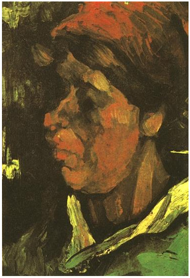 Vincent van Gogh Cabeza de una mujer campesina con gorra oscura Painting Vincent van Gogh's Cabeza de una mujer campesina con gorra oscura Painting