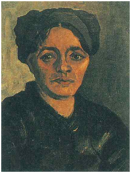 Vincent van Gogh Cabeza de una mujer campesina con gorra oscura Painting Vincent van Gogh's Cabeza de una mujer campesina con gorra oscura Painting