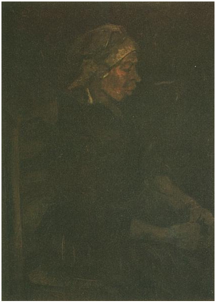 Vincent van Gogh Mujer campesina, sentada con gorra blanca Painting Vincent van Gogh's Mujer campesina, sentada con gorra blanca Painting