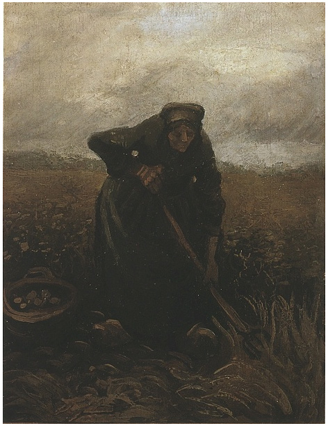 Vincent van Gogh Mujer levantando patatas Painting Vincent van Gogh's Mujer levantando patatas Painting