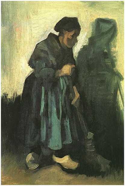 Peasant Woman Sweeping the Floor by Vincent Van Gogh - 421