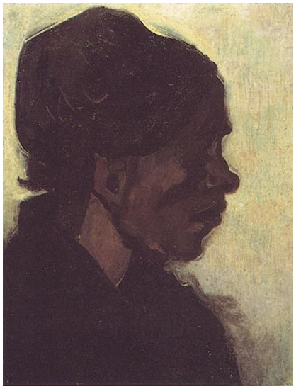 Vincent van Gogh Cabeza de una mujer campesina Brabante con gorra oscura Painting Vincent van Gogh's Cabeza de una mujer campesina Brabante con gorra oscura Painting