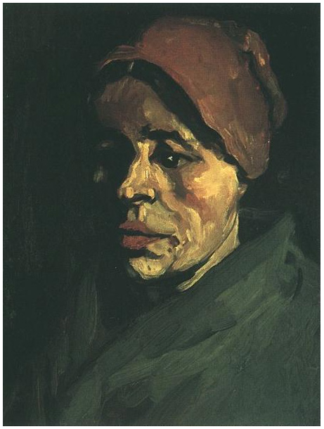 Vincent van Gogh Cabeza de una mujer campesina con gorra parduzca Painting Vincent van Gogh's Cabeza de una mujer campesina con gorra parduzca Painting
