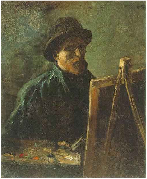 Vincent van Gogh Autorretrato con sombrero de fieltro oscuro en el caballete Painting Vincent van Gogh's Autorretrato con sombrero de fieltro oscuro en el caballete Painting