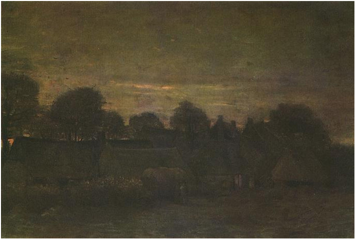 Vincent van Gogh Pueblo al atardecer Painting Vincent van Gogh's Pueblo al atardecer Painting