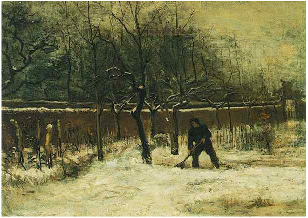 Vincent van Gogh Jardín de la casa parroquial en Nuenen con la nieve Painting Vincent van Gogh's Jardín de la casa parroquial en Nuenen con la nieve Painting
