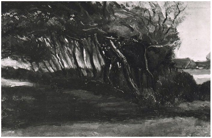 Vincent van Gogh Paisaje con árboles transportados por el viento Painting Vincent van Gogh's Paisaje con árboles transportados por el viento Painting