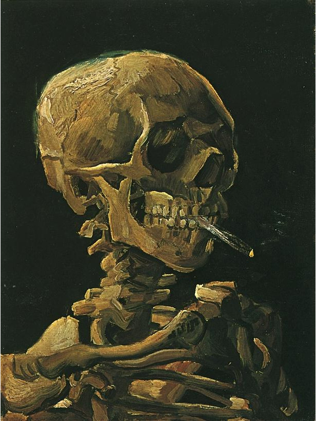 Vincent van Gogh Cráneo con cigarrillo en llamas Painting Vincent van Gogh's Cráneo con cigarrillo en llamas Painting