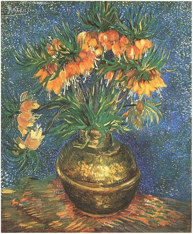 Vincent van Gogh Fritillaries en un jarrón de cobre Painting Vincent van Gogh's Fritillaries en un jarrón de cobre Painting
