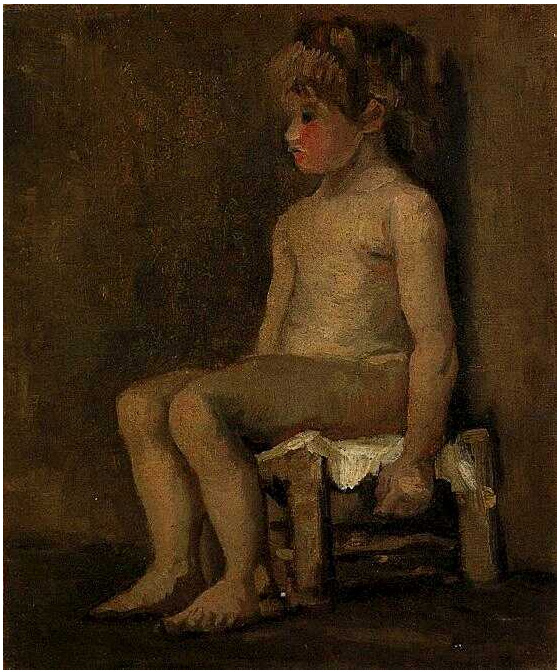 Vincent van Gogh Estudio desnudo de una niña pequeña, sentada Painting Vincent van Gogh's Estudio desnudo de una niña pequeña, sentada Painting