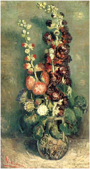Vincent van Gogh Florero con malvarrosas Painting Vincent van Gogh's Florero con malvarrosas Painting