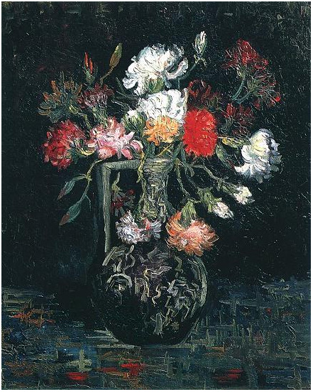 Vincent van Gogh Jarrón con claveles blancos y rojos Painting Vincent van Gogh's Jarrón con claveles blancos y rojos Painting