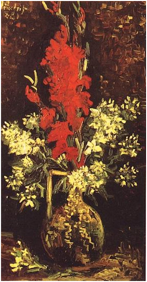 Vincent van Gogh Jarrón con gladiolos y claveles Painting Vincent van Gogh's Jarrón con gladiolos y claveles Painting