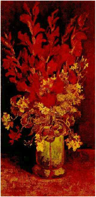 Vincent van Gogh Jarrón con gladiolos y claveles Painting Vincent van Gogh's Jarrón con gladiolos y claveles Painting
