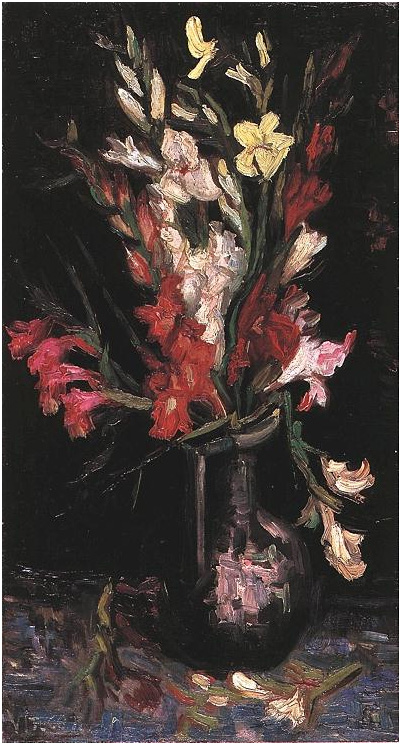 Vincent van Gogh Florero con gladiolos rojos Painting Vincent van Gogh's Florero con gladiolos rojos Painting