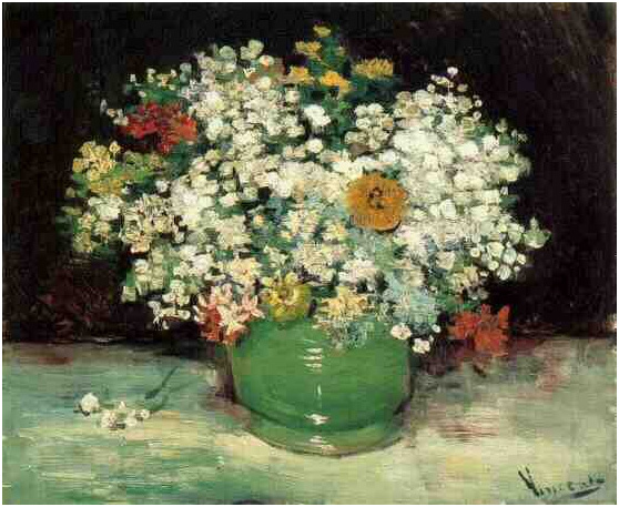 Vincent van Gogh Florero con zinnias y otras flores Painting Vincent van Gogh's Florero con zinnias y otras flores Painting
