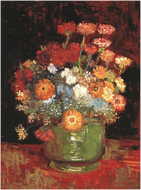 Vincent van Gogh Florero con zinnias Painting Vincent van Gogh's Florero con zinnias Painting