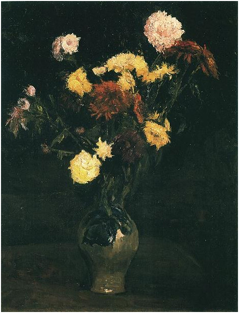 Vincent van Gogh Jarrón con claveles y zinnias Painting Vincent van Gogh's Jarrón con claveles y zinnias Painting