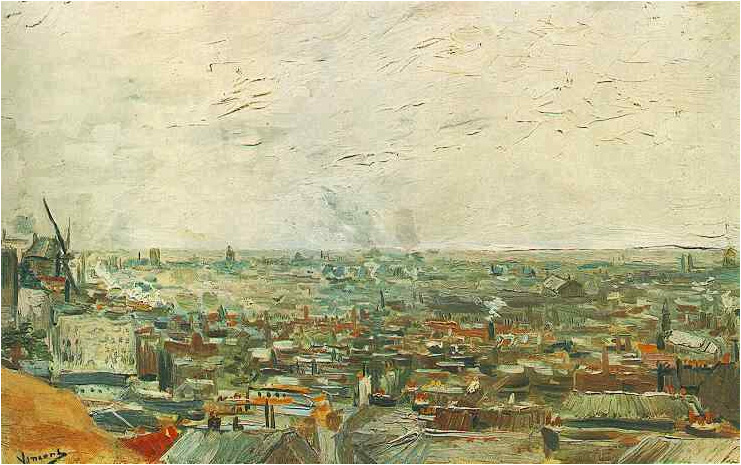 Vincent van Gogh Vista de París desde Montmartre Painting Vincent van Gogh's Vista de París desde Montmartre Painting