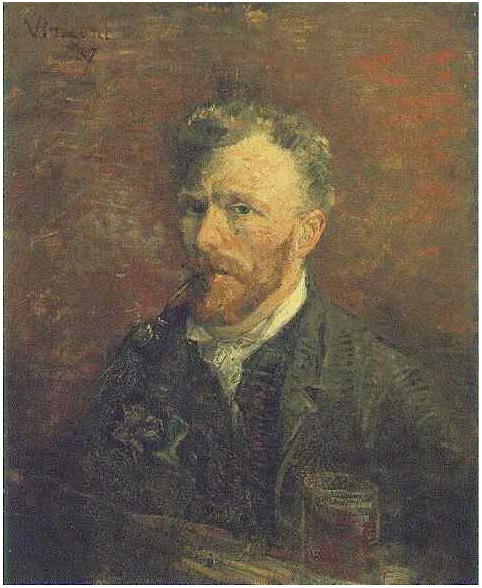 Vincent van Gogh Autorretrato con pipa y vaso Painting Vincent van Gogh's Autorretrato con pipa y vaso Painting