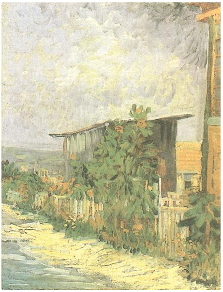 Vincent van Gogh El sendero de Montmartre con girasoles Painting Vincent van Gogh's El sendero de Montmartre con girasoles Painting